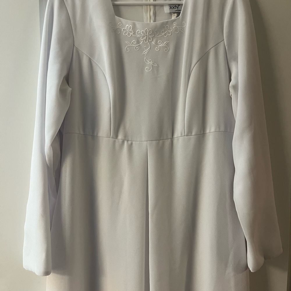 White Square Neck Long Sleeve Maxi Dress/LDS Temple Dress/Wedding Gown